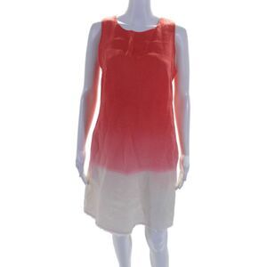 Amici Womens Linen High Neck Sleeveless Ombre Sunset Slip Dress Orange Size XS